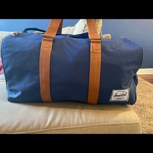 Herschel Novel Duffel Bag Navy Brown Tan Leather